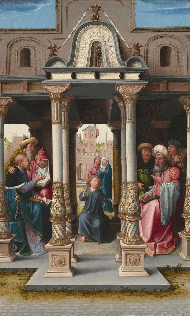 Christ Among The Doctors Obverse Wall Art by Bernard van Orley - High-Resolution Digital Print