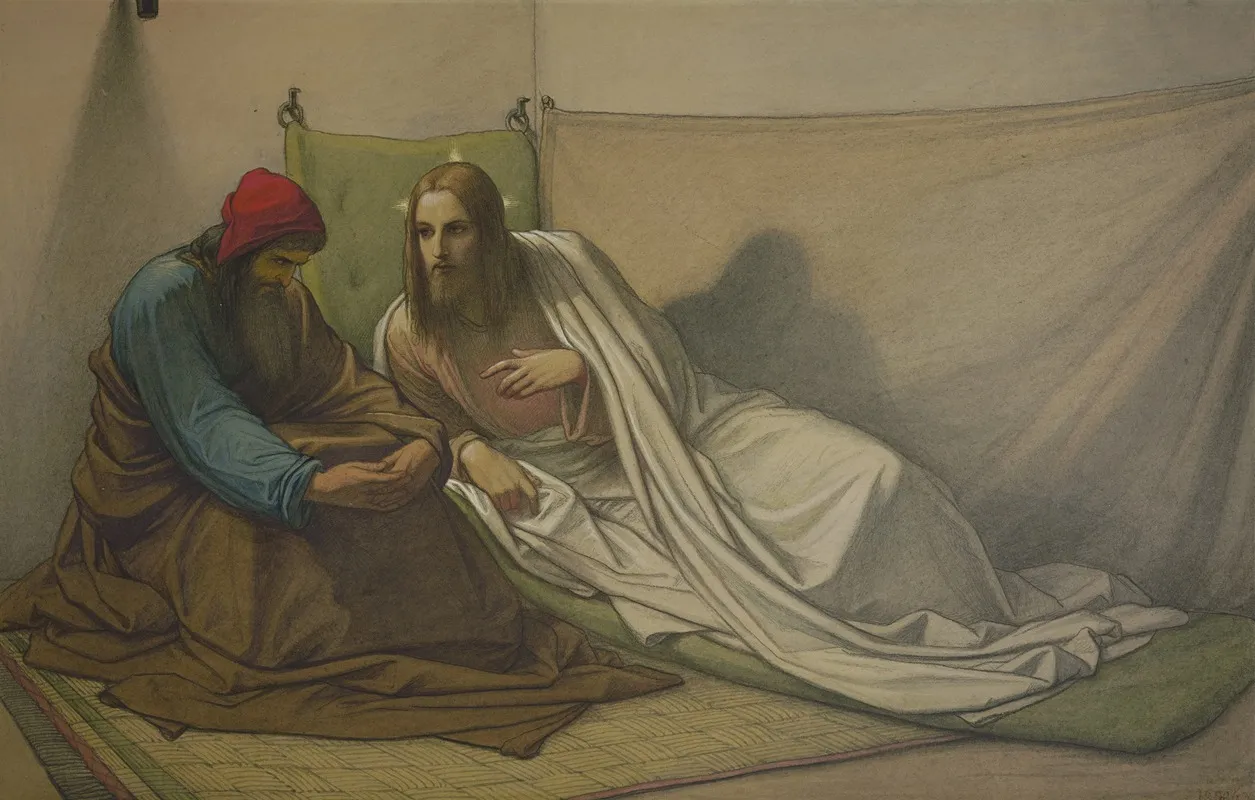 Christ And Nicodemus Wall Art by Eduard von Steinle - High-Resolution Digital Print
