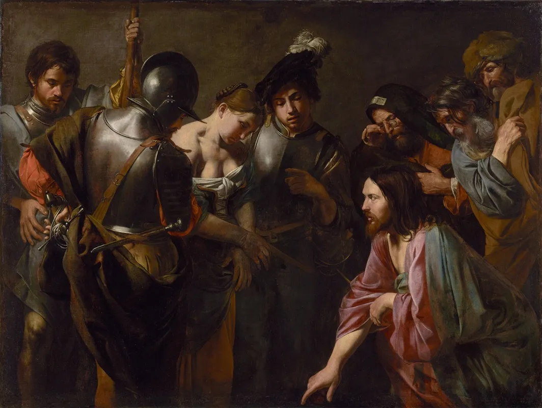 Christ And The Adulteress Wall Art by Valentin de Boulogne - High-Resolution Digital Print