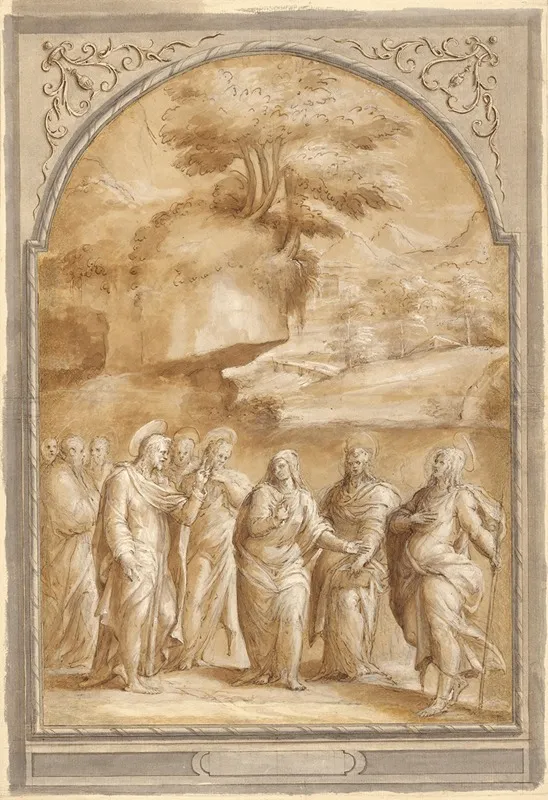 Christ And The Canaanite Woman 2 Wall Art by Bagnacavallo (Bartholomeo Ramenghi) - High-Resolution Digital Print