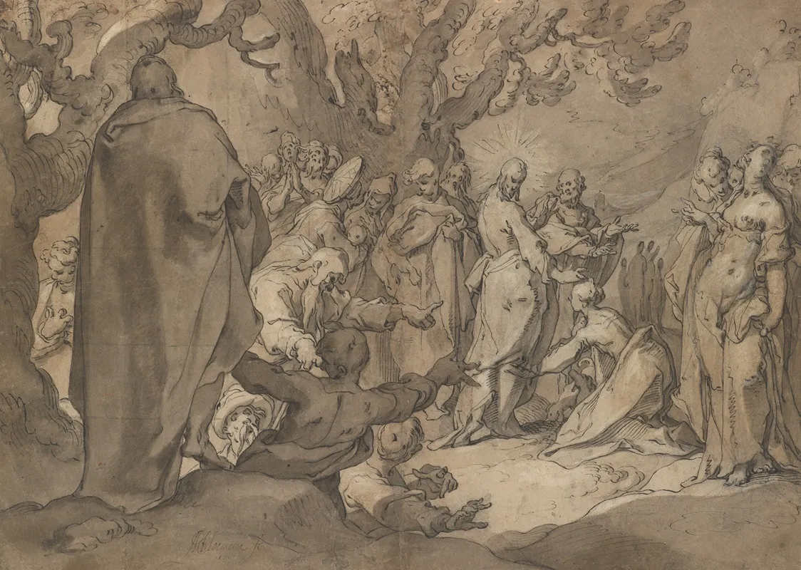 Christ And The Canaanite Women Wall Art by Abraham Bloemaert - High-Resolution Digital Print