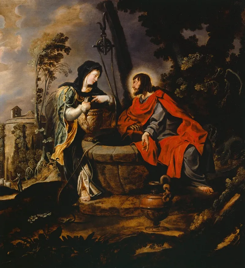 Christ And The Samaritan Woman 3 Wall Art by Simon de Vos - High-Resolution Digital Print