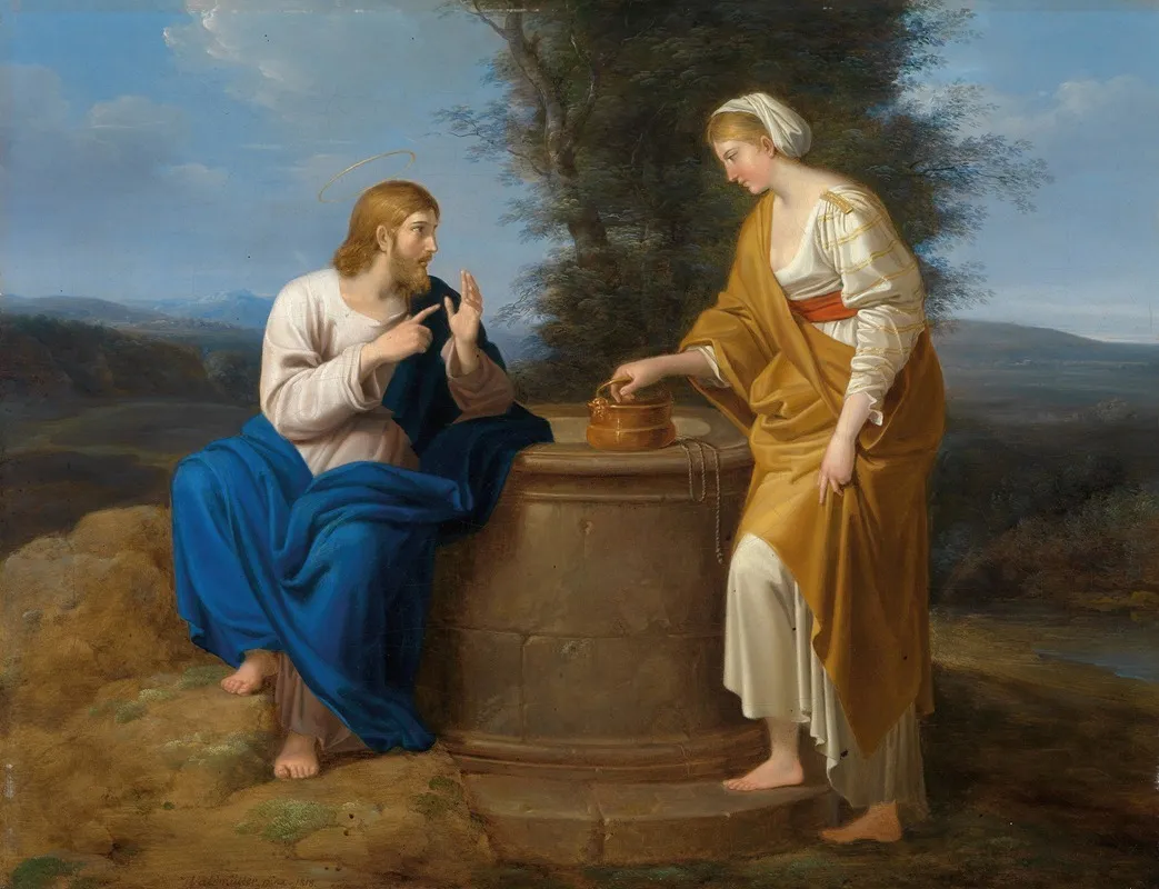 Christ And The Samaritan Woman 4 Wall Art by Ferdinand Georg Waldmüller - High-Resolution Digital Print