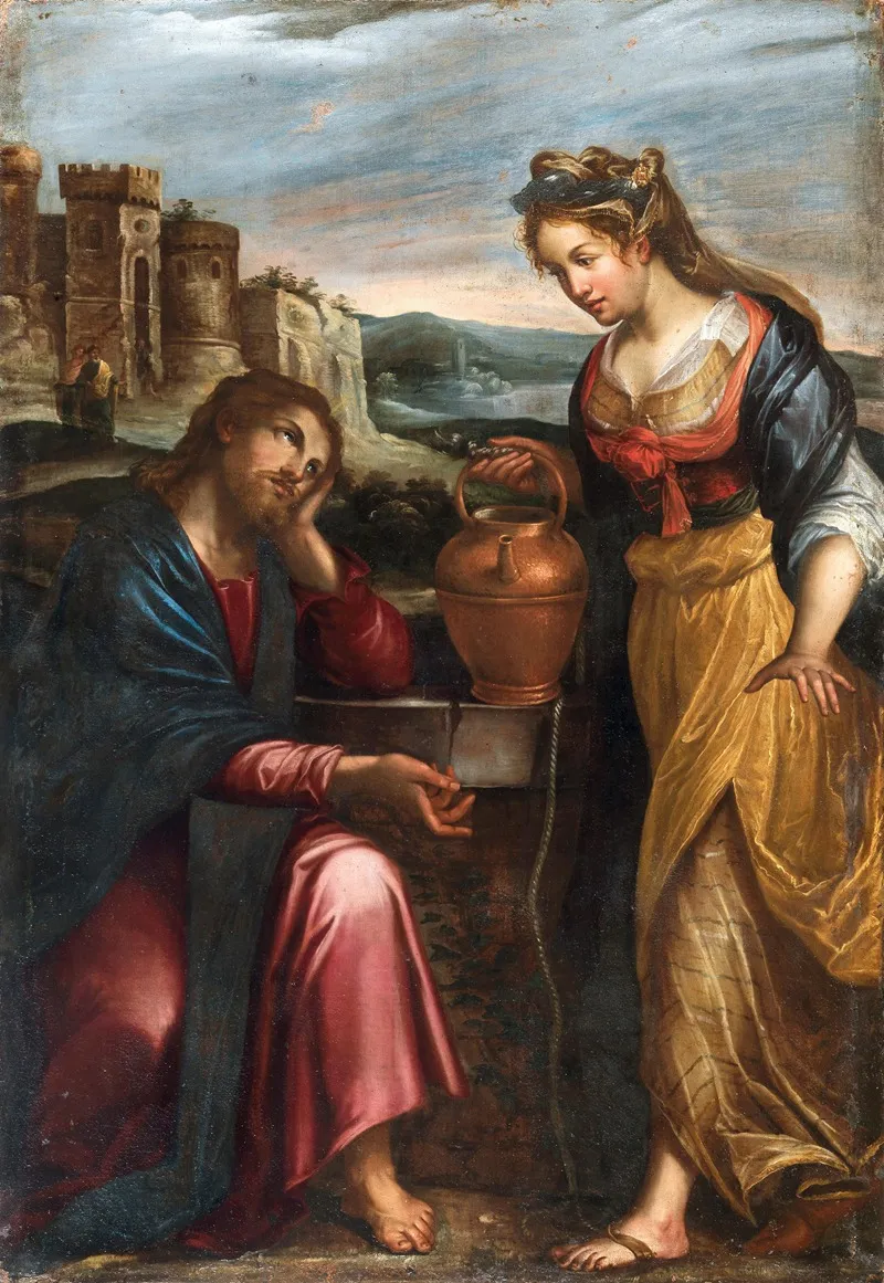Christ And The Samaritan Woman At The Well 3 Wall Art by Lavinia Fontana - High-Resolution Digital Print
