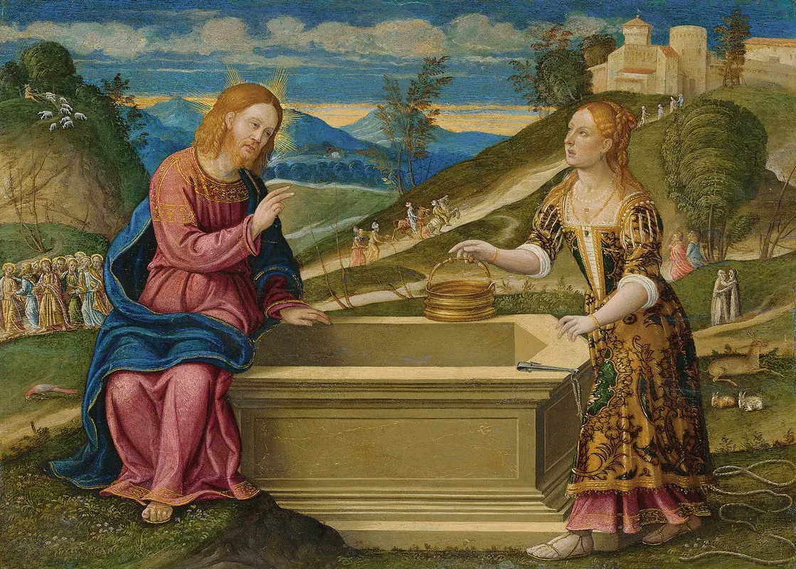 Christ And The Woman Of Samaria 15 Wall Art by Girolamo da Santacroce - High-Resolution Digital Print