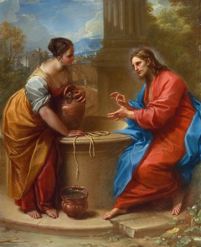 Christ And The Woman Of Samaria Wall Art by Benedetto Luti - High-Resolution Digital Print