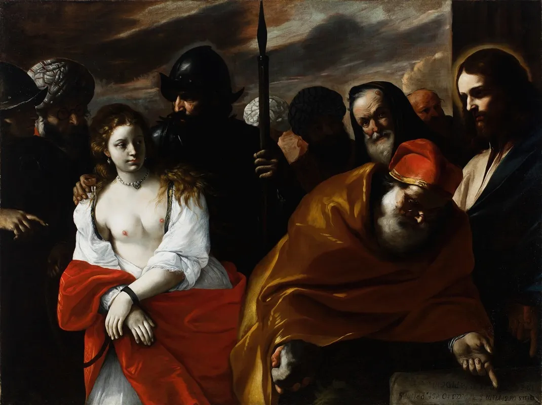 Christ And The Woman Taken In Adultery 2 Wall Art by Mattia Preti - High-Resolution Digital Print