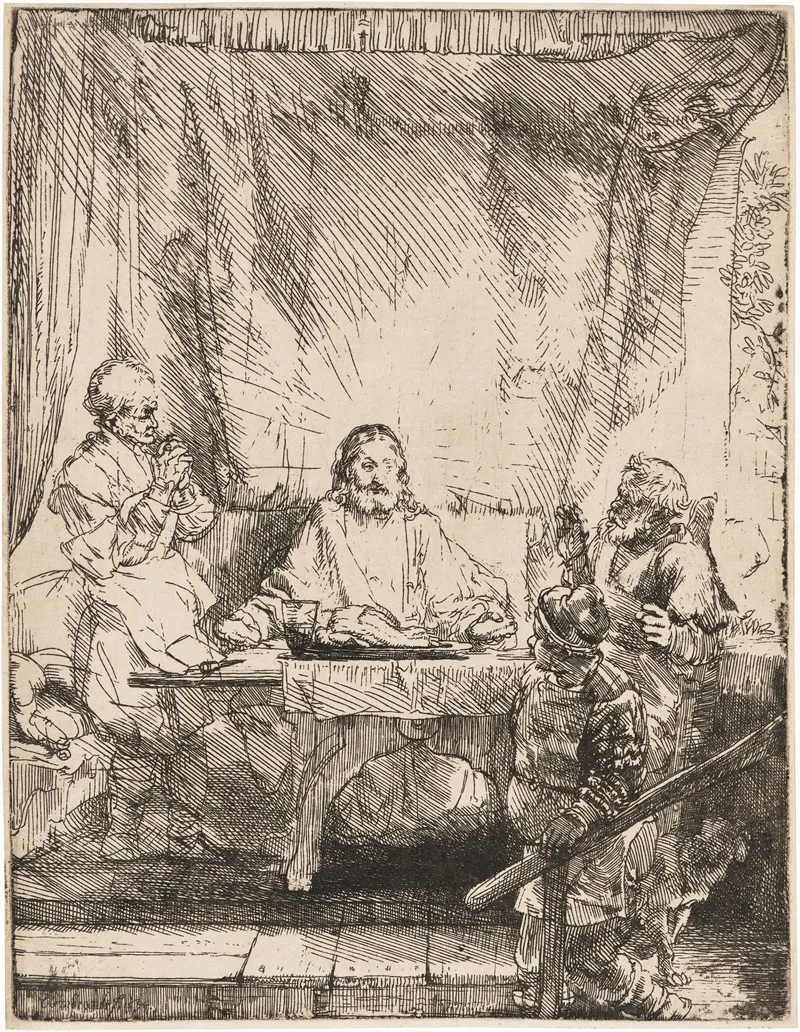 Christ At Emmaus The Larger Plate Wall Art by Rembrandt van Rijn - High-Resolution Digital Print