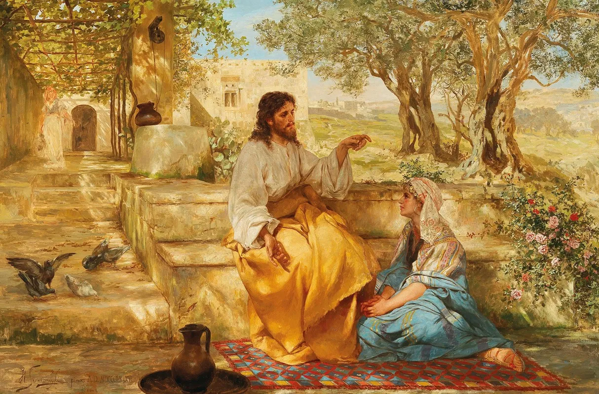 Christ At The Home Of Martha And Mary 2 Wall Art by Workshop of Henryk Siemiradzki - High-Resolution Digital Print