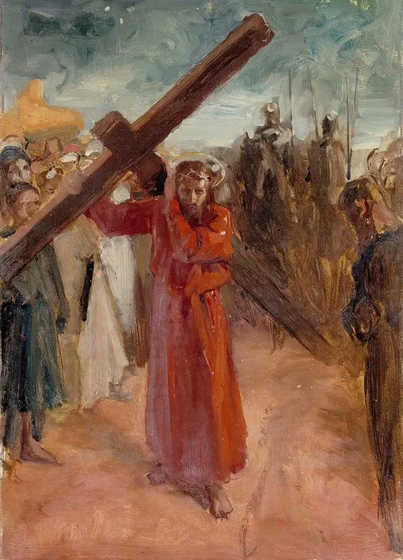 Christ Bears The Cross Wall Art by Albert Edelfelt - High-Resolution Digital Print