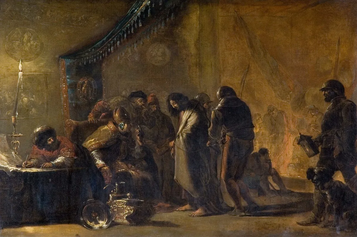 Christ Before Caiaphas Wall Art by Leonaert Bramer - High-Resolution Digital Print
