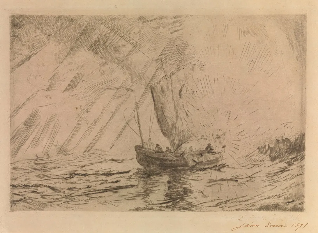 Christ Calming The Storm Wall Art by James Ensor - High-Resolution Digital Print