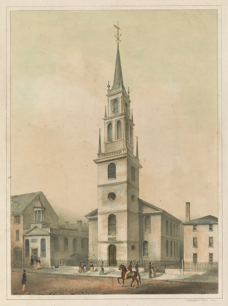 Christ Church Boston Erected A D 1723 This Church Contains The First Ring Of Bells Cast For North America