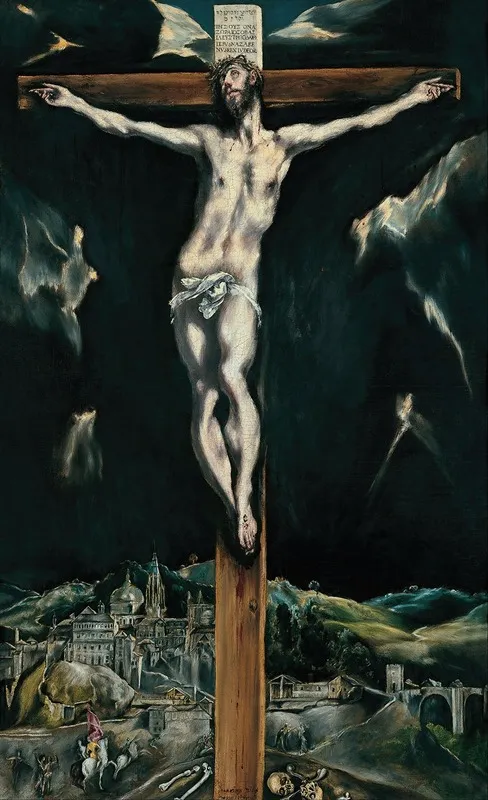 Christ Crucified With Toledo In The Background Wall Art by El Greco (Domenikos Theotokopoulos) - High-Resolution Digital Print