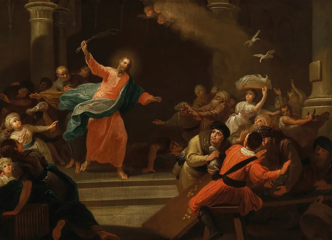 Christ Driving The Money Changers From The Temple 12 Wall Art by Johann Josef Karl Henrici - High-Resolution Digital Print