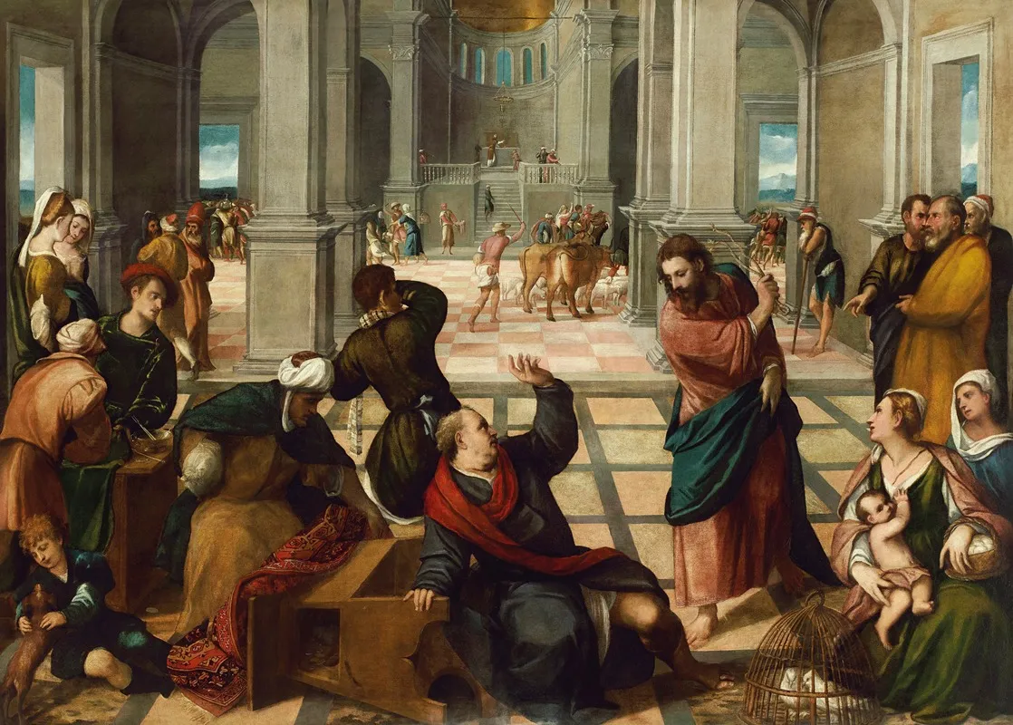 Christ Driving The Money Changers From The Temple 4 Wall Art by Bonifacio Veronese - High-Resolution Digital Print