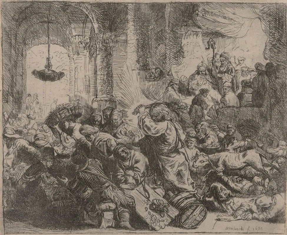 Christ Driving The Money Changers From The Temple 9 Wall Art by Rembrandt van Rijn - High-Resolution Digital Print