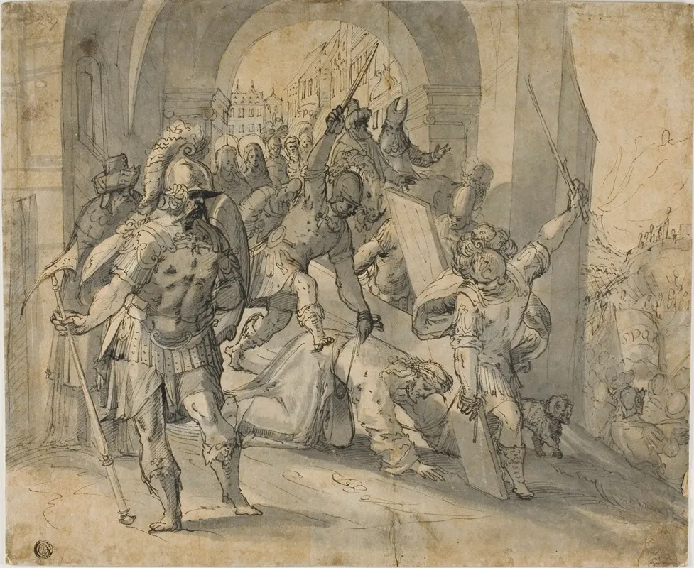 Christ Falling Under The Cross 2 Wall Art by Caspar Fraisinger - High-Resolution Digital Print