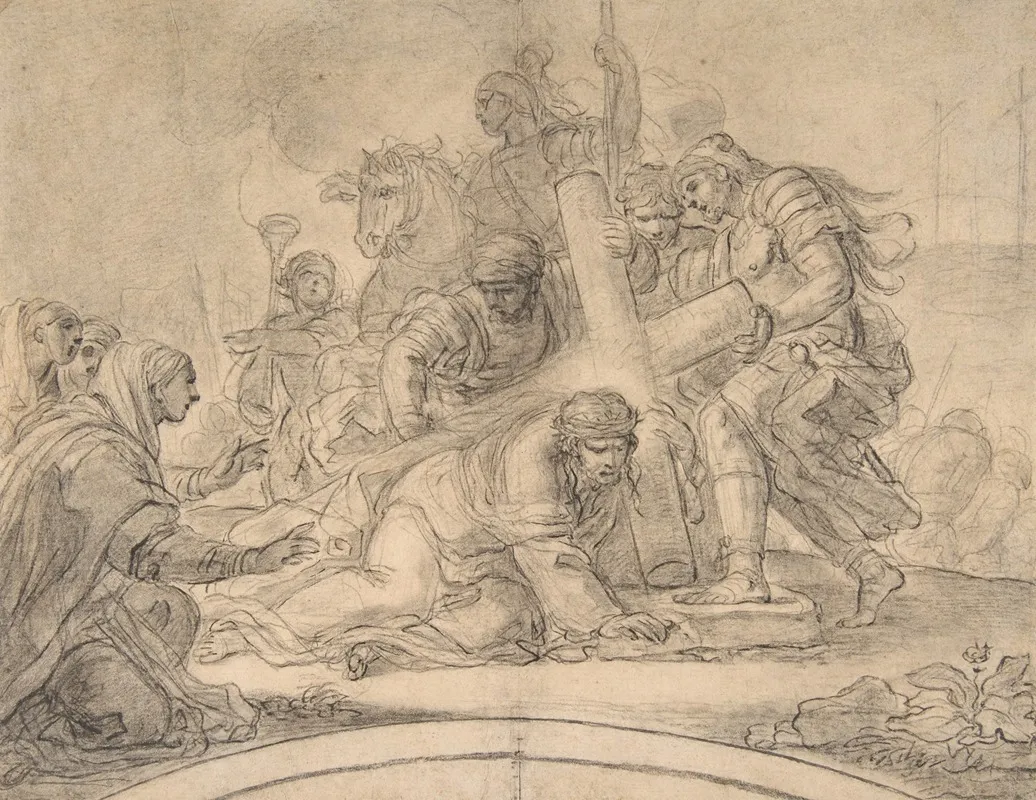 Christ Falls Under The Cross Wall Art by Girolamo Starace - High-Resolution Digital Print