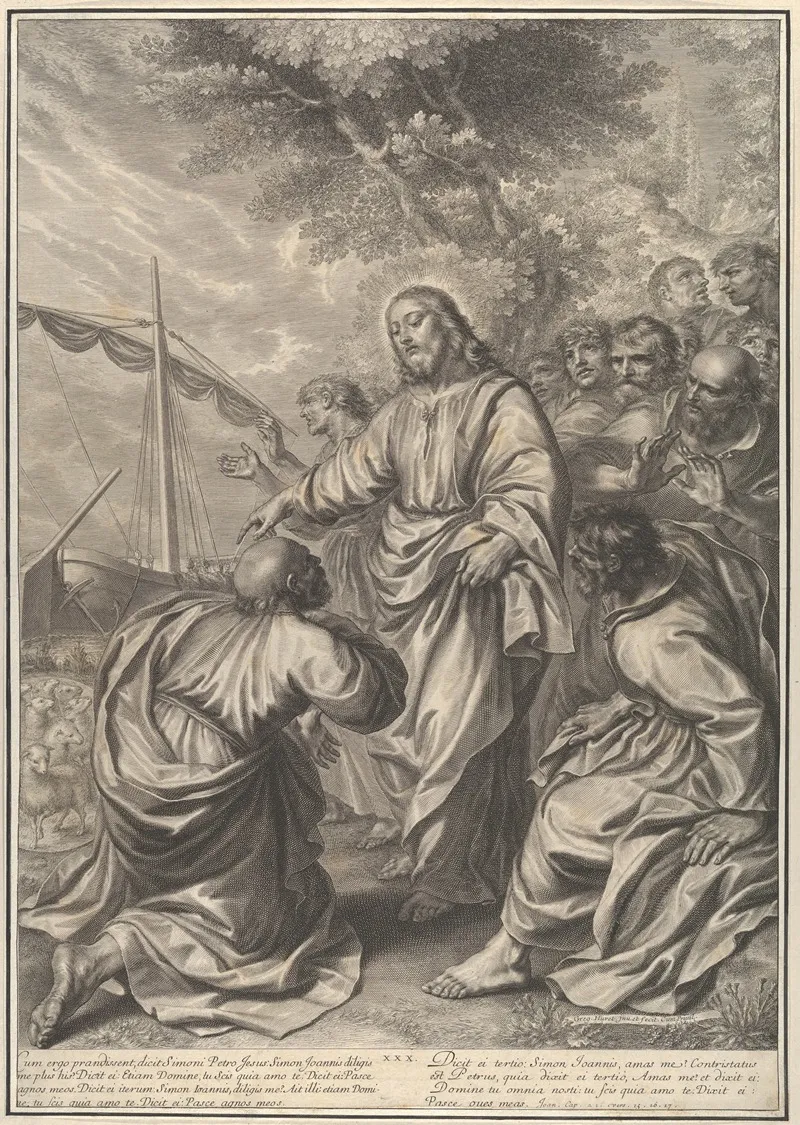 Christ Giving Custody Of His Herds To St Peter Wall Art by Grégoire Huret - High-Resolution Digital Print