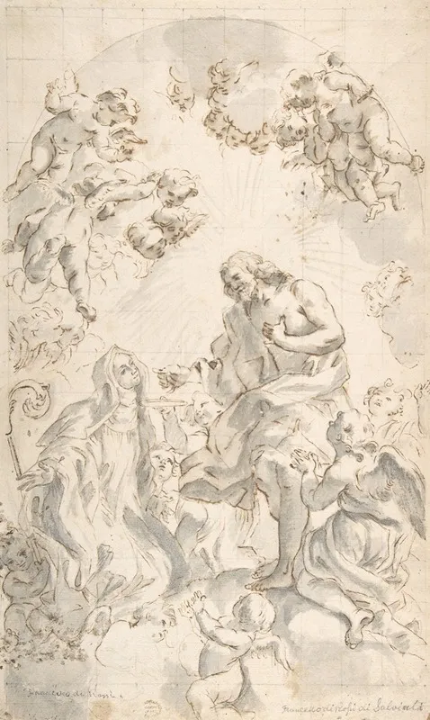 Christ Giving The Host To A Holy Abbess Wall Art by After Giovanni Battista Gaulli - High-Resolution Digital Print