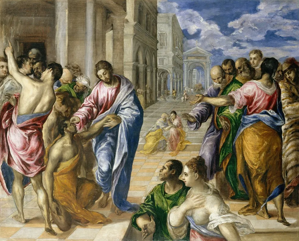 Christ Healing The Blind 3 Wall Art by El Greco (Domenikos Theotokopoulos) - High-Resolution Digital Print