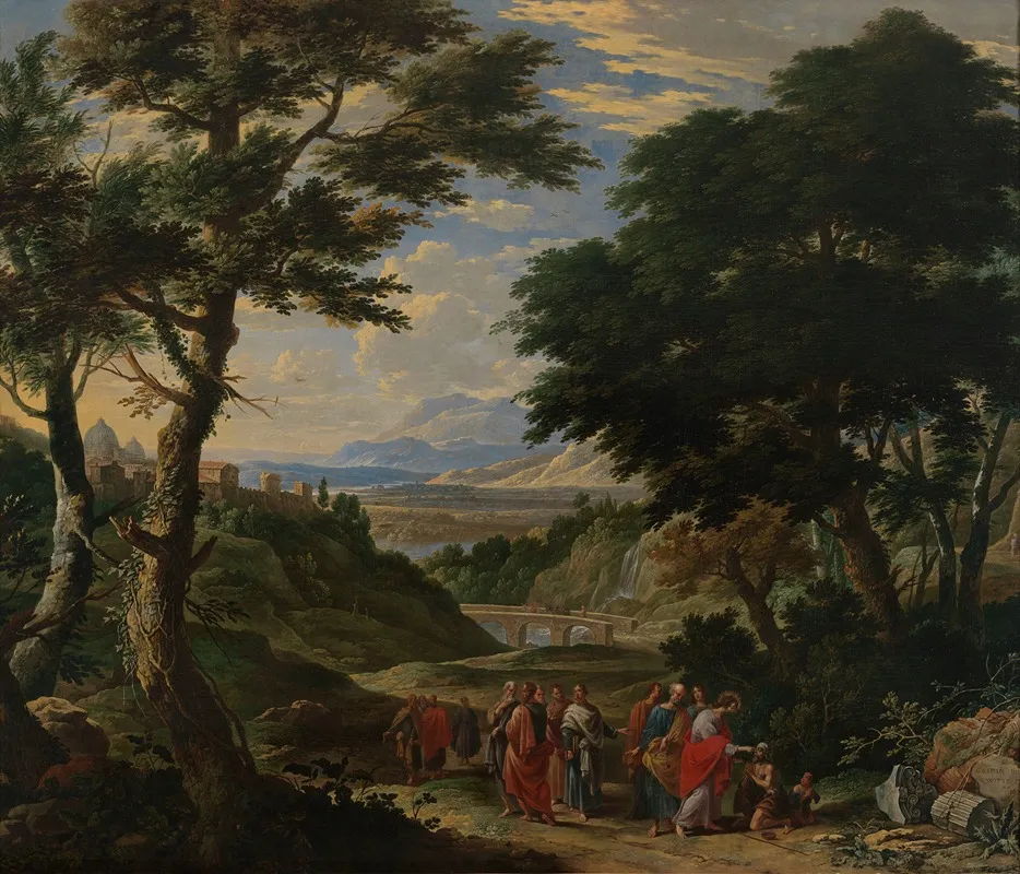 Christ Healing The Blind Man At Jericho Wall Art by Gaspar de Witte - High-Resolution Digital Print
