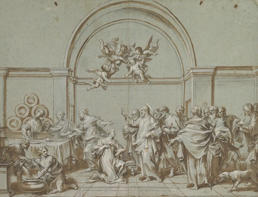 Christ In The House Of Martha And Mary 4 Wall Art by Paolo Gerolamo Piola - High-Resolution Digital Print