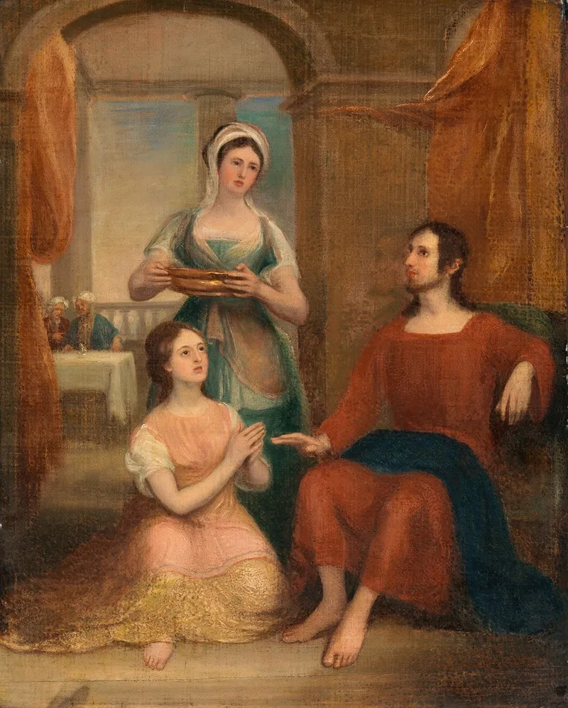 Christ In The House Of Martha And Mary 6 Wall Art by Thomas Clement Thompson - High-Resolution Digital Print