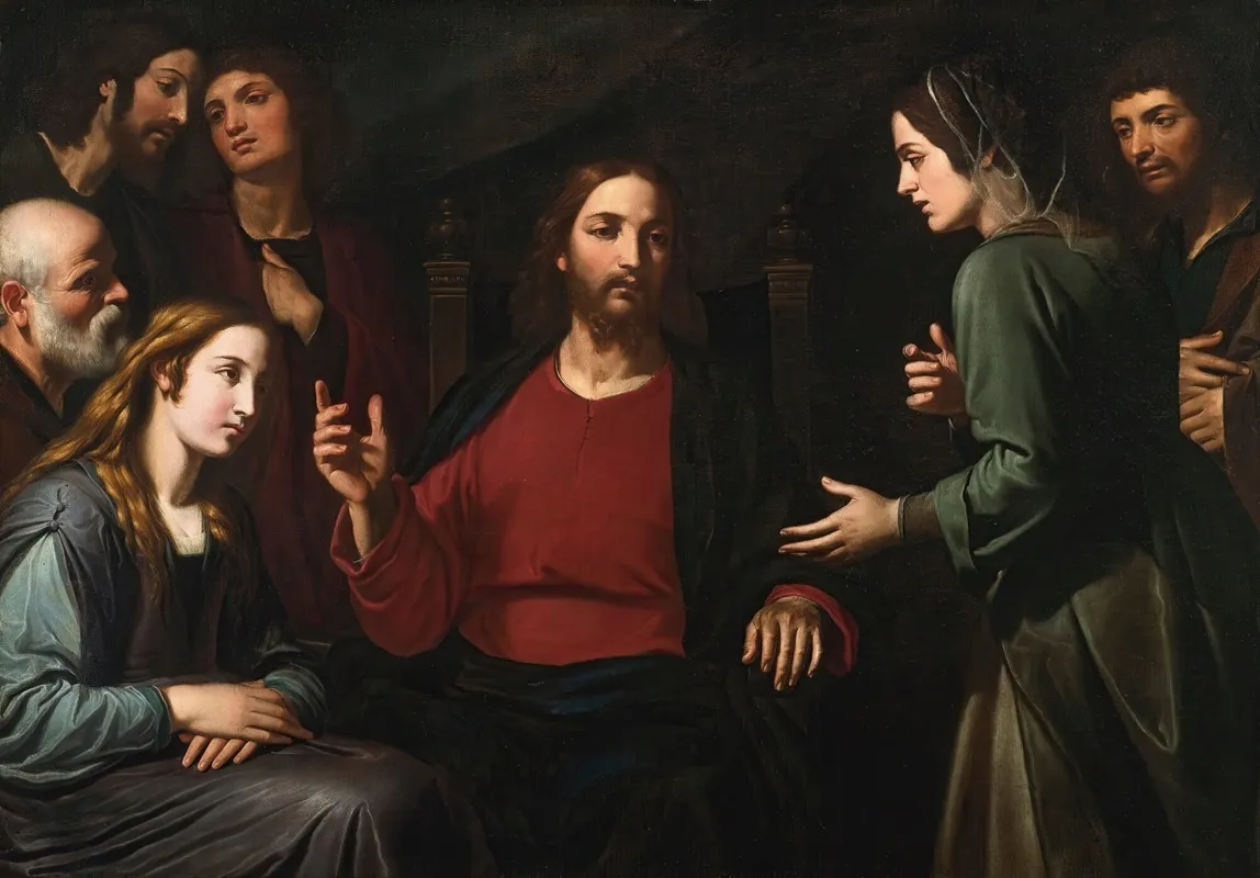 Christ In The House Of Mary And Martha Wall Art by Giovanni Bernardino Azzolino - High-Resolution Digital Print