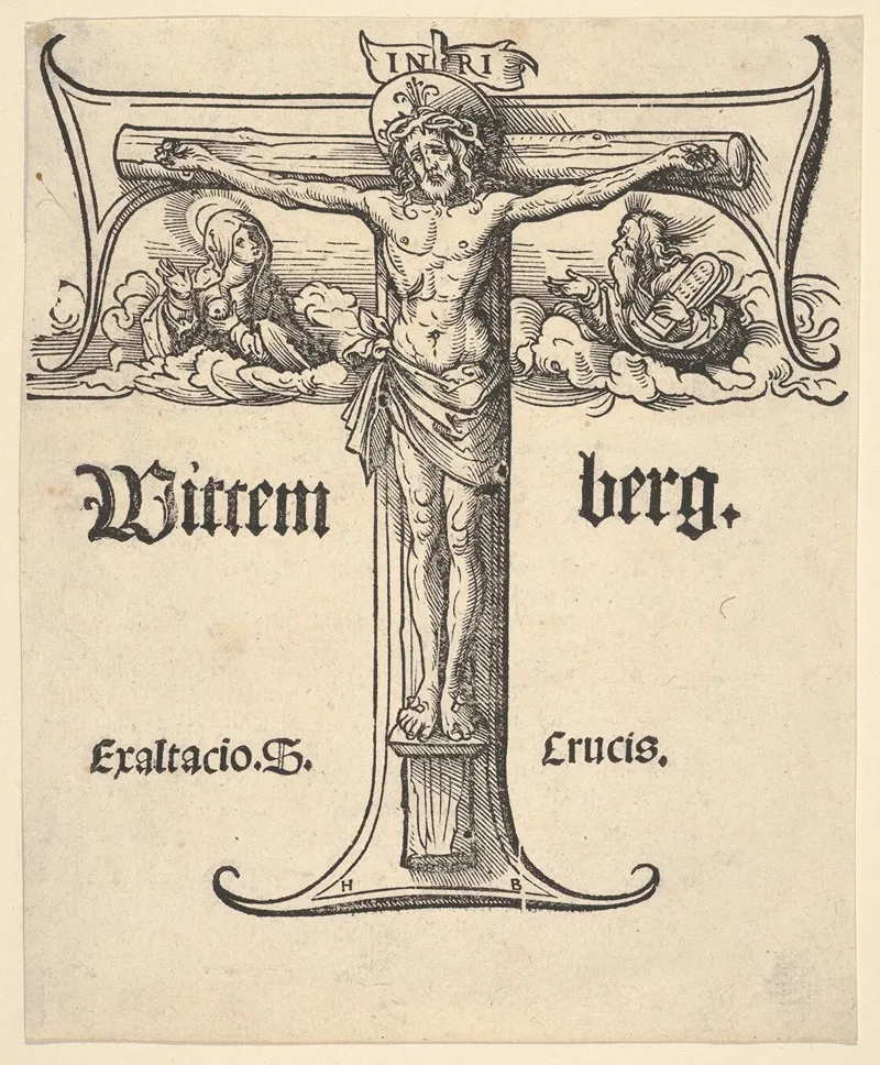 Christ On The Cross Between The Virgin And Moses