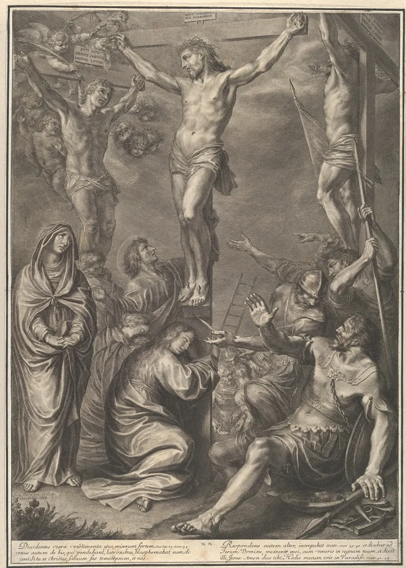 Christ On The Cross Speaks With The Good Prisoner Wall Art by Grégoire Huret - High-Resolution Digital Print