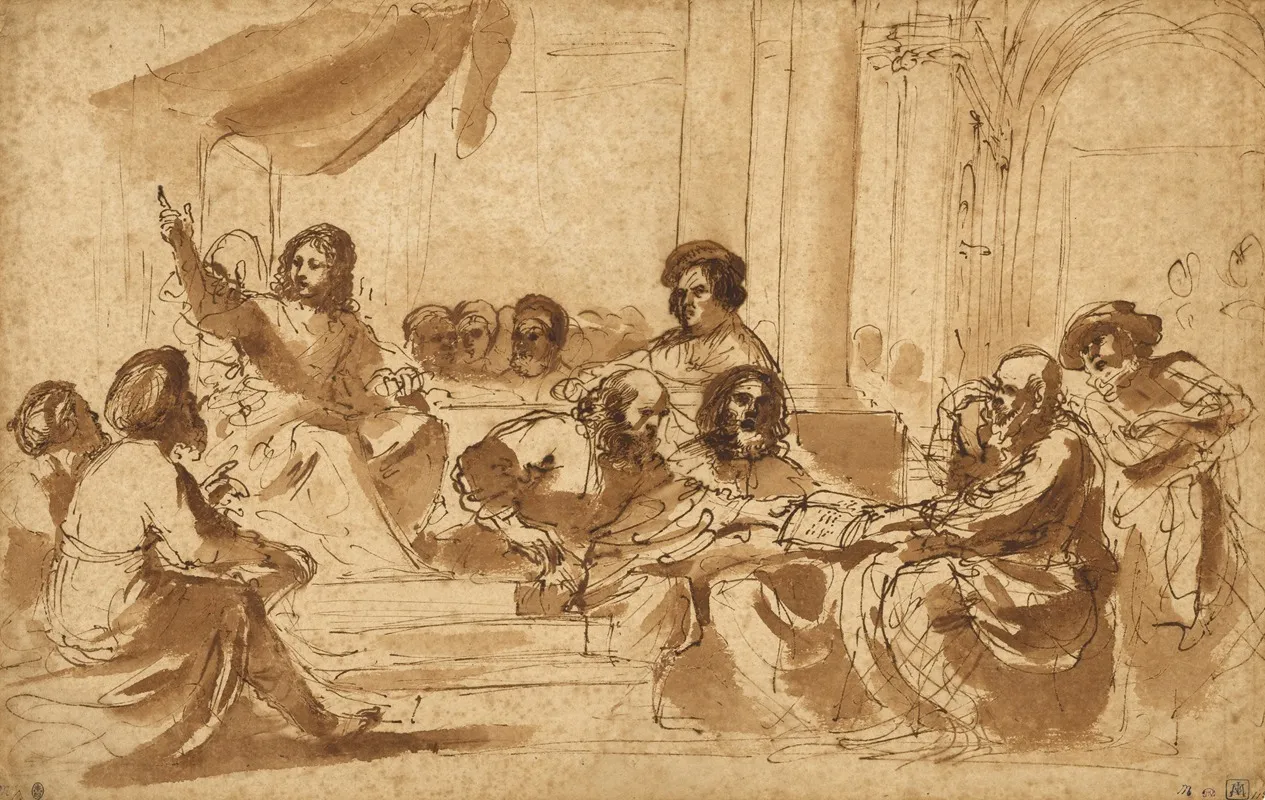 Christ Preaching In The Temple Wall Art by Guercino - High-Resolution Digital Print