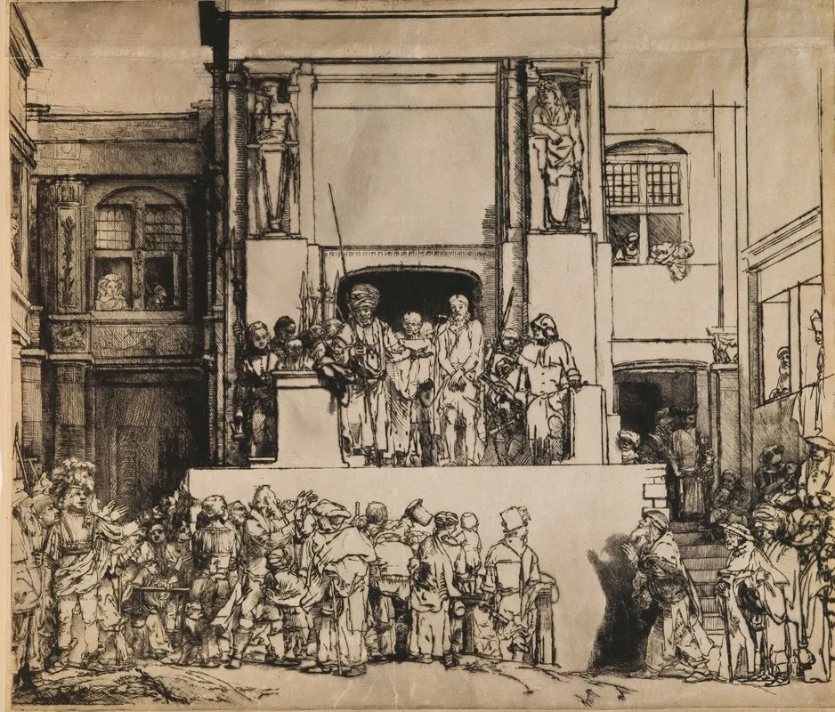 Christ Presented To The People The Ecce Homo Wall Art by Rembrandt van Rijn - High-Resolution Digital Print