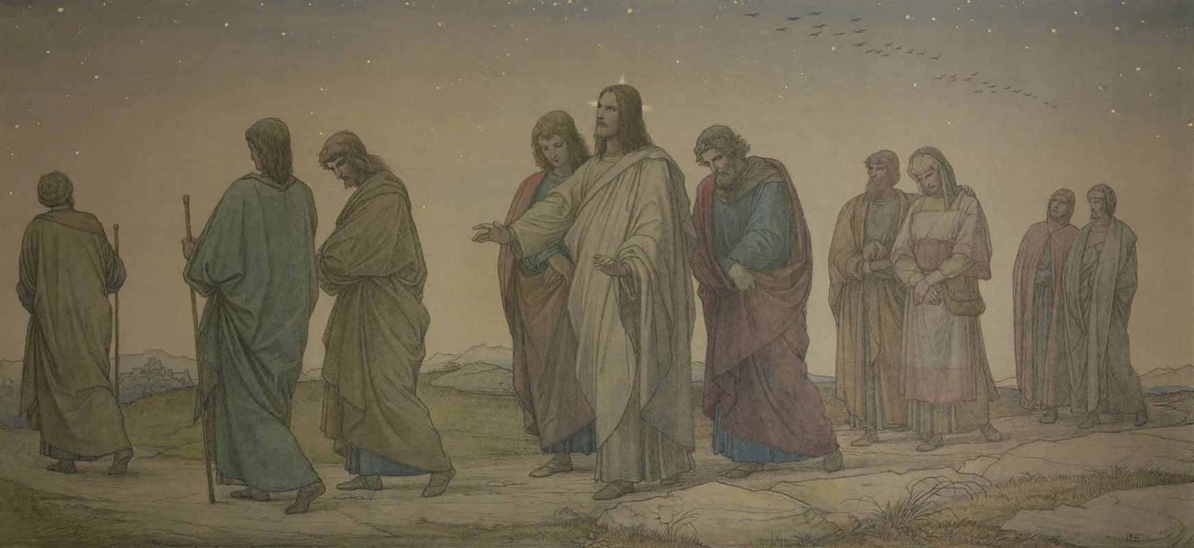 Christ Walking With The Disciples