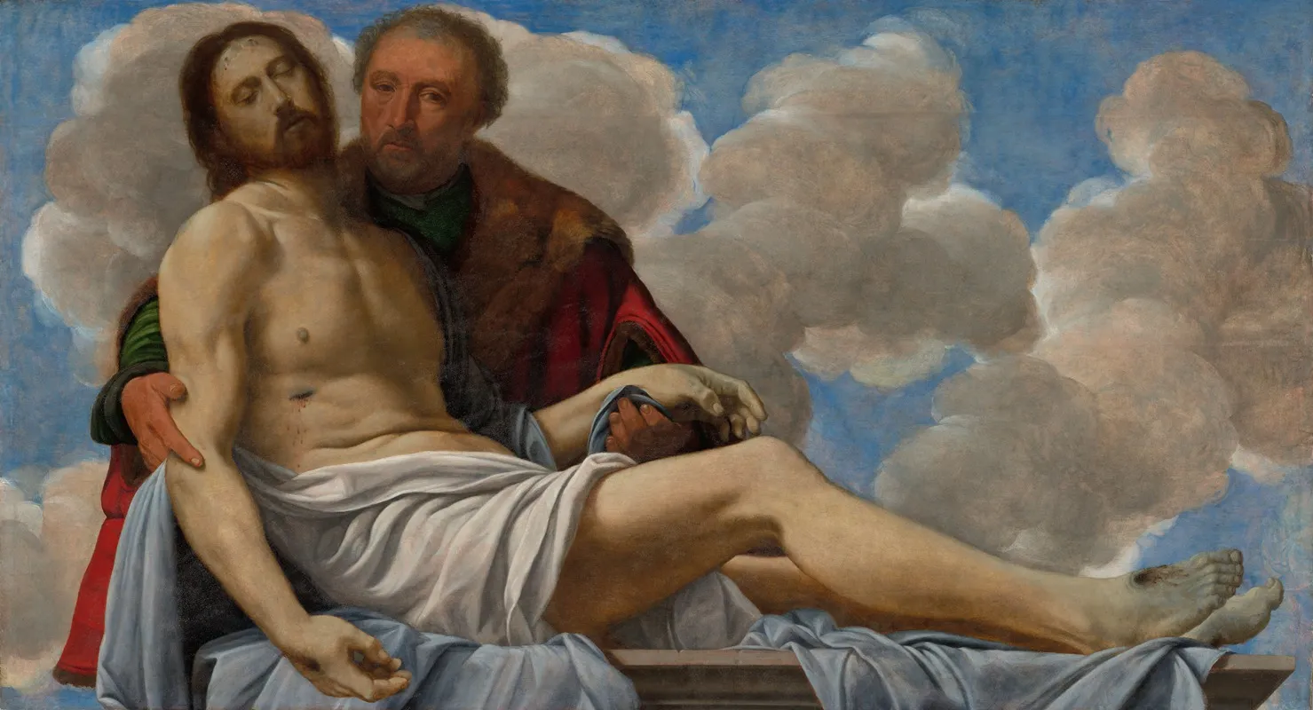 Christ With Joseph Of Arimathea Wall Art by Giovanni Girolamo Savoldo - High-Resolution Digital Print