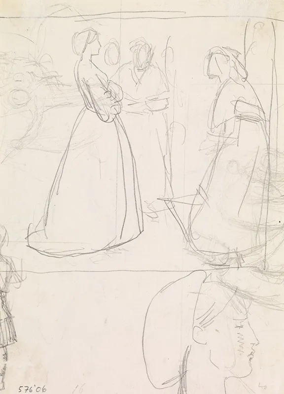 Christina Rossettis Maude Clare Figure And Head Studies Wall Art by Sir John Everett Millais - High-Resolution Digital Print