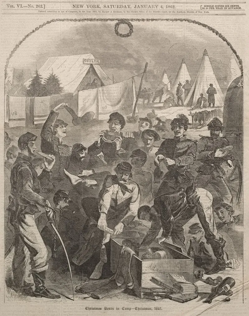 Christmas Boxes In Camp Christmas 1861 Wall Art by Winslow Homer - High-Resolution Digital Print