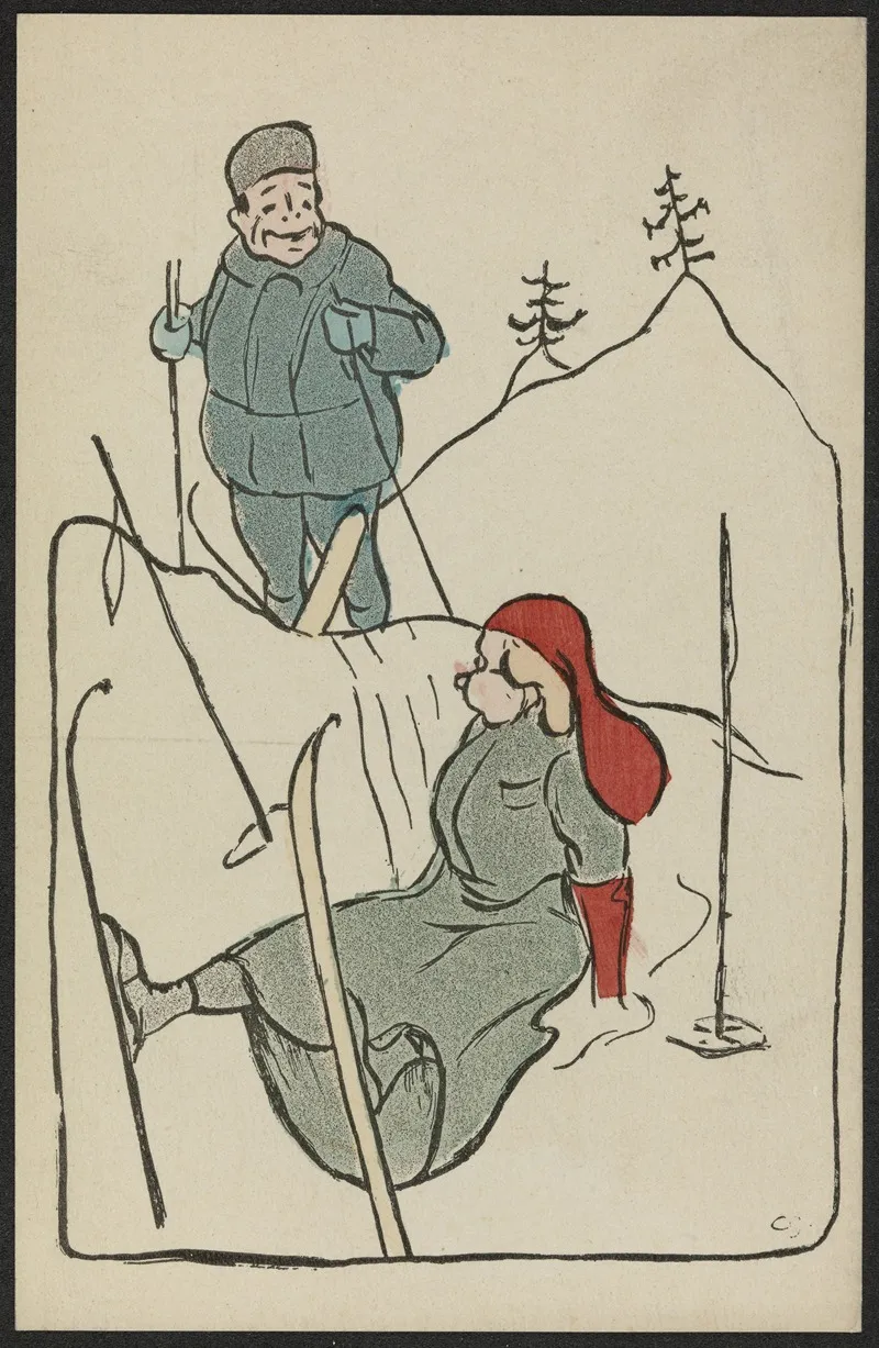 Christmas Card Humorous Ski Motif
