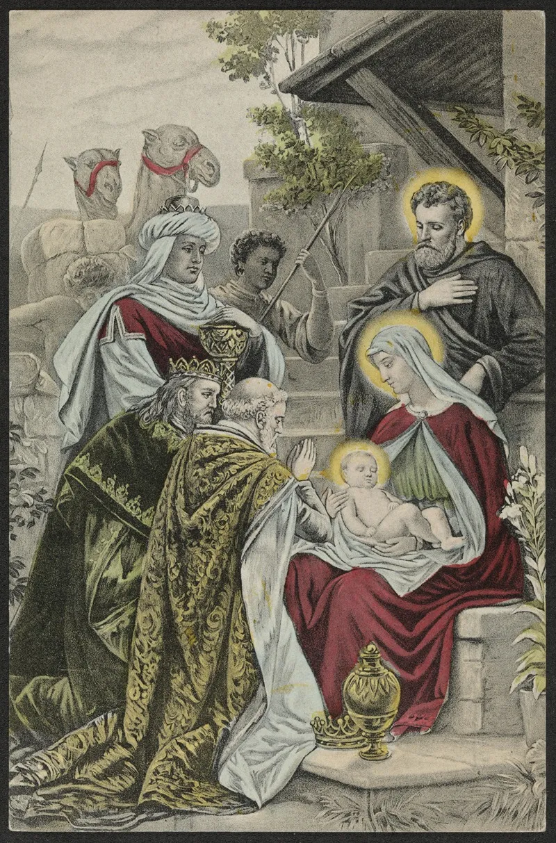 Christmas Card With Motif From The Christmas Gospel Wall Art by John Fredrikson Bog & Kunstfolag - High-Resolution Digital Print