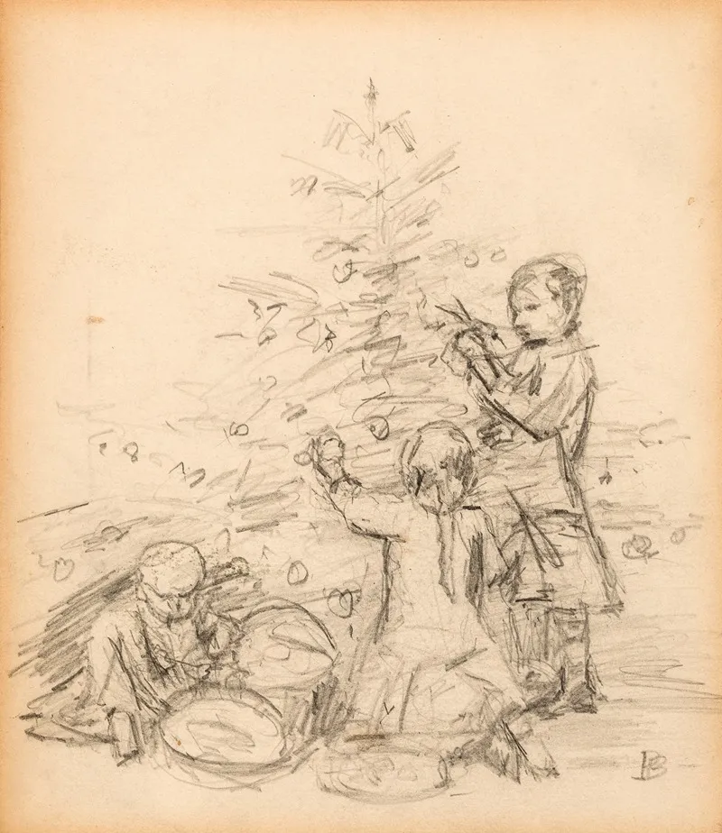 Christmas Scene Study For Postcard Wall Art by Pierre Bonnard - High-Resolution Digital Print