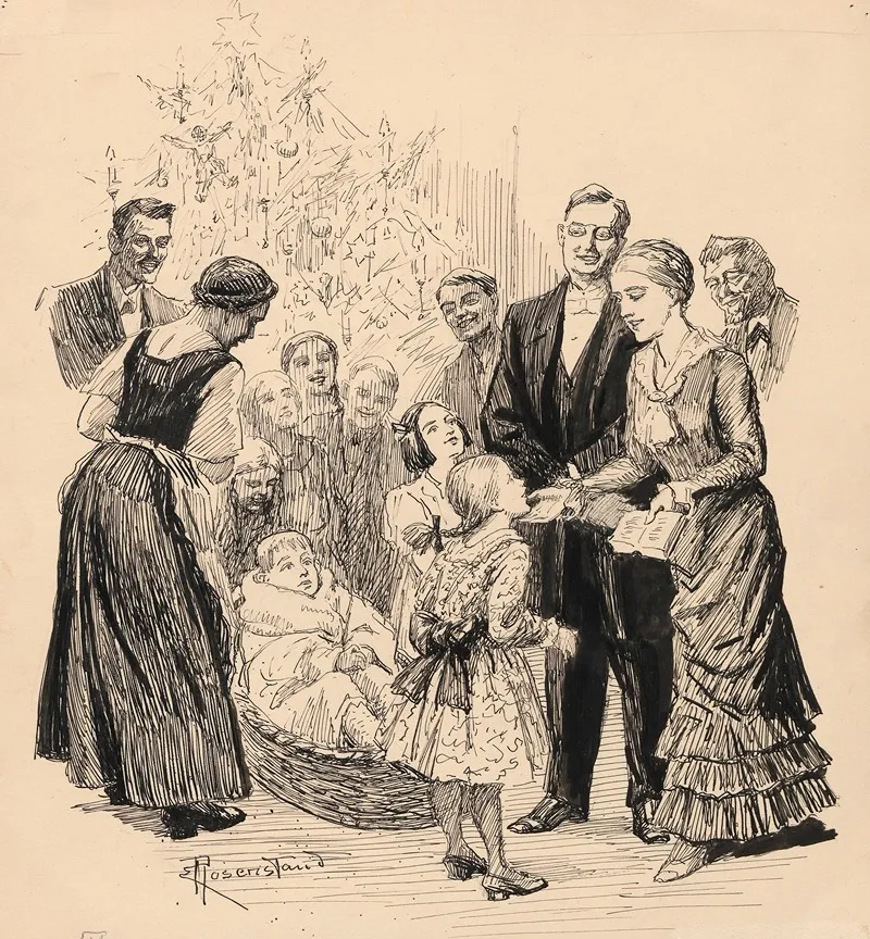 Christmas Time 1929 Wall Art by Christian Emil Rosenstand - High-Resolution Digital Print