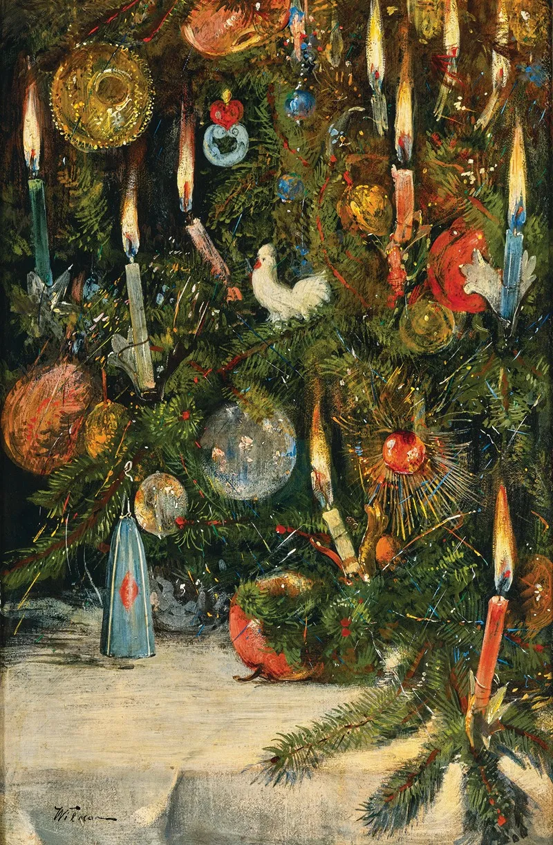 Christmas Tree Decorated With Lights Wall Art by Rudolf Bernhard Willmann - High-Resolution Digital Print