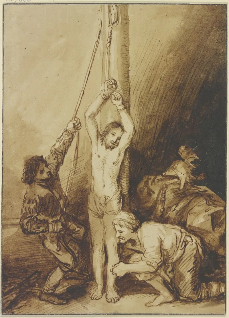 Christus An Der Martersaule In Der Manier Rembrandts