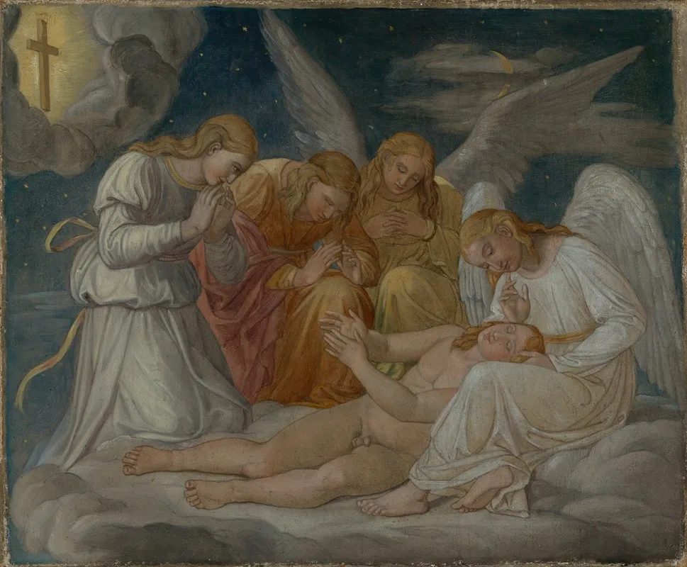 Christus Erblickt Im Traum Das Kreuz Wall Art by Gottlieb Schick - High-Resolution Digital Print