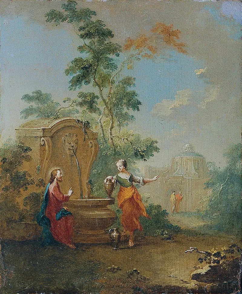 Christus Und Die Samariterin Am Brunnen Wall Art by Norbert Joseph Carl Grund - High-Resolution Digital Print