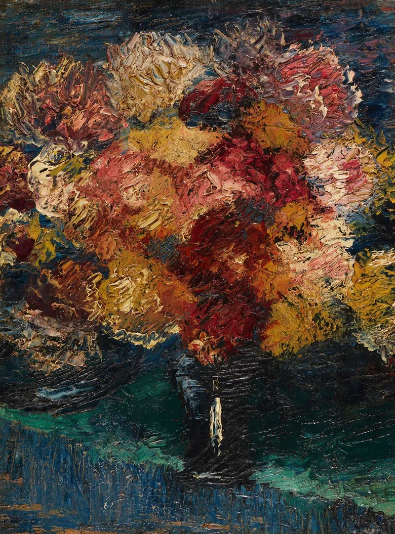 Chrysanthemen Und Astern In Blauer Vase Wall Art by Christian Rohlfs - High-Resolution Digital Print