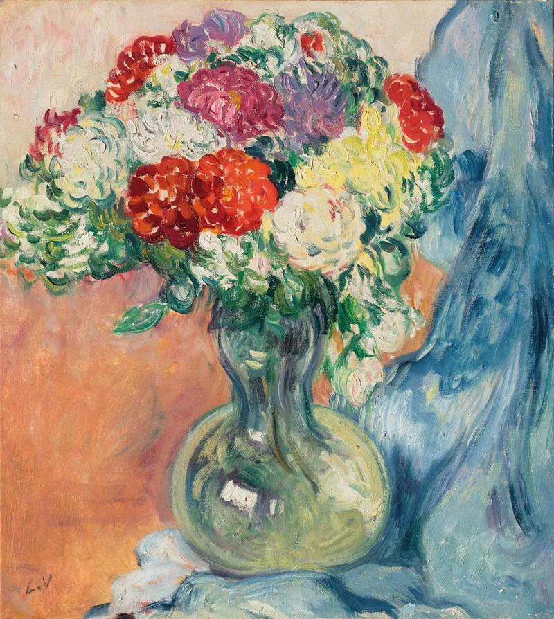 Chrysanthemes Au Drap Bleu Wall Art by Louis Valtat - High-Resolution Digital Print