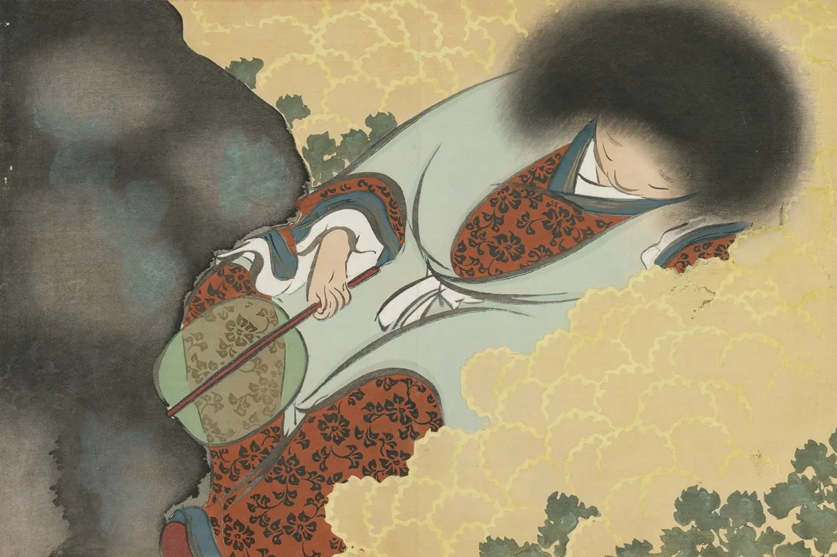 Chrysanthemum Boy Kikuji Doji Wall Art by Kamisaka Sekka - High-Resolution Digital Print