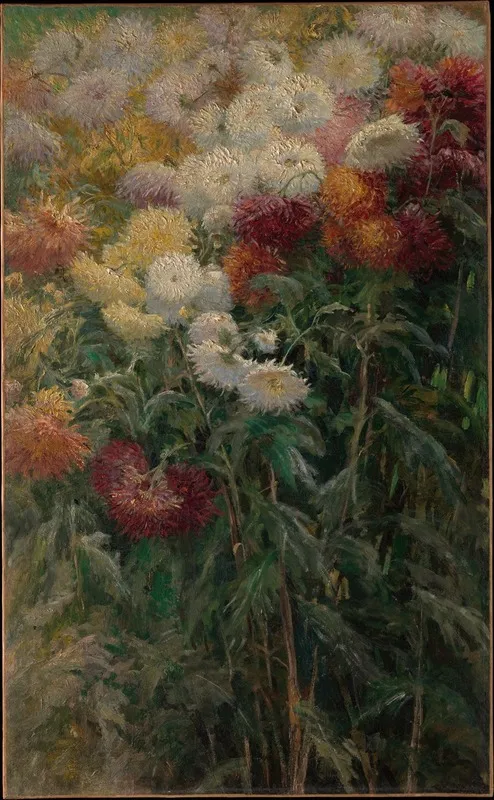 Chrysanthemums In The Garden At Petit Gennevilliers Wall Art by Gustave Caillebotte - High-Resolution Digital Print